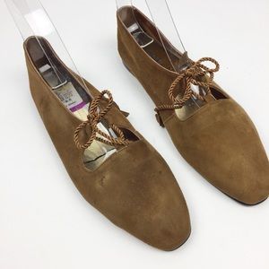 Unisa Brown Suede Ghillie Flats Size 8.5